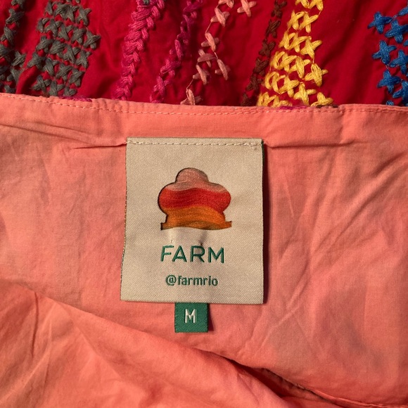 FARM Rio Color Blocking Pineapple Embroidered Tiered Mini Dress Red Size M - Picture 14 of 15